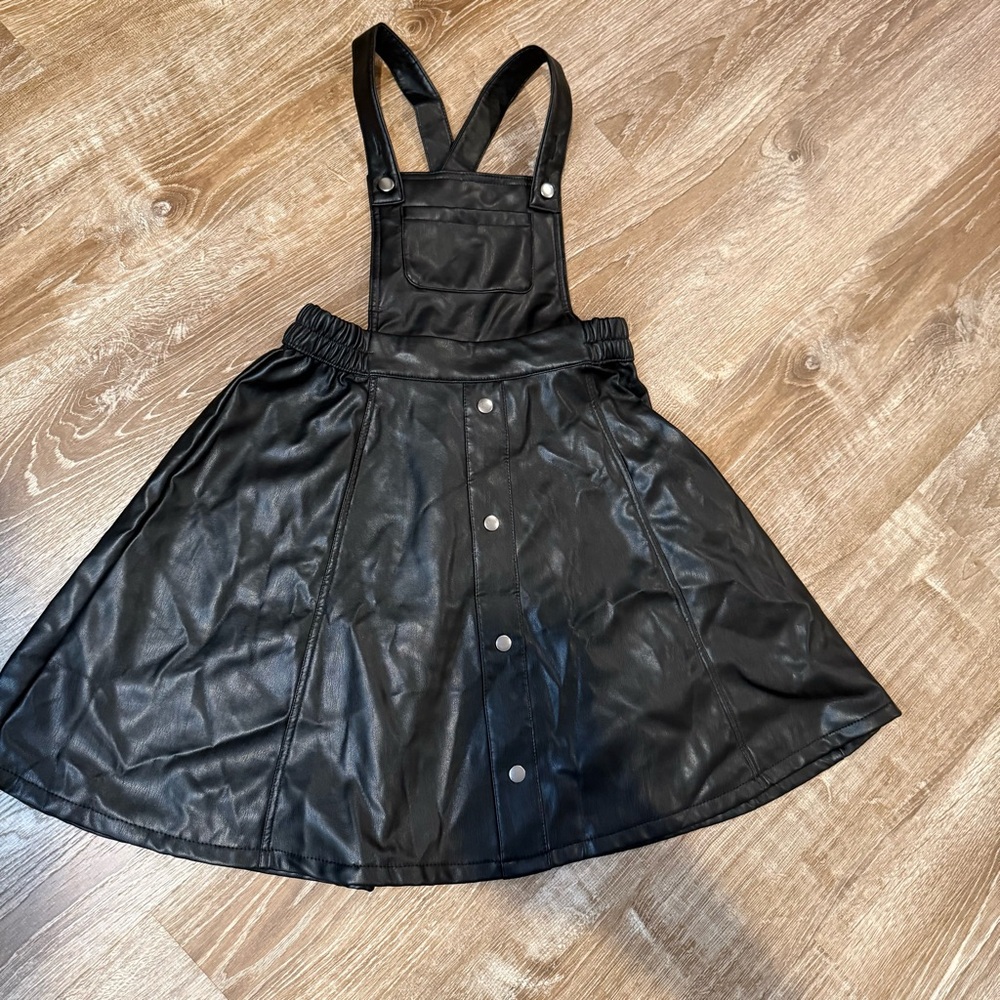 Wonder Nation, Black Faux Leather Pinafore Dress, Size 10/12 - Picture 4 of 9